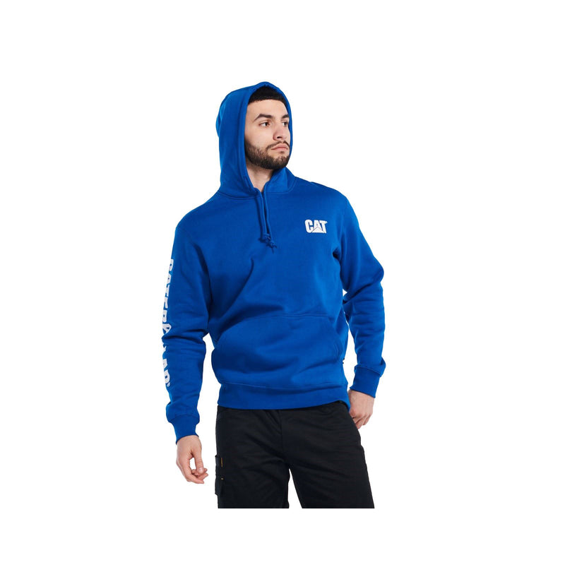 Caterpillar Trademark Banner Cotton Men's Blue Hooded Sweatshirt