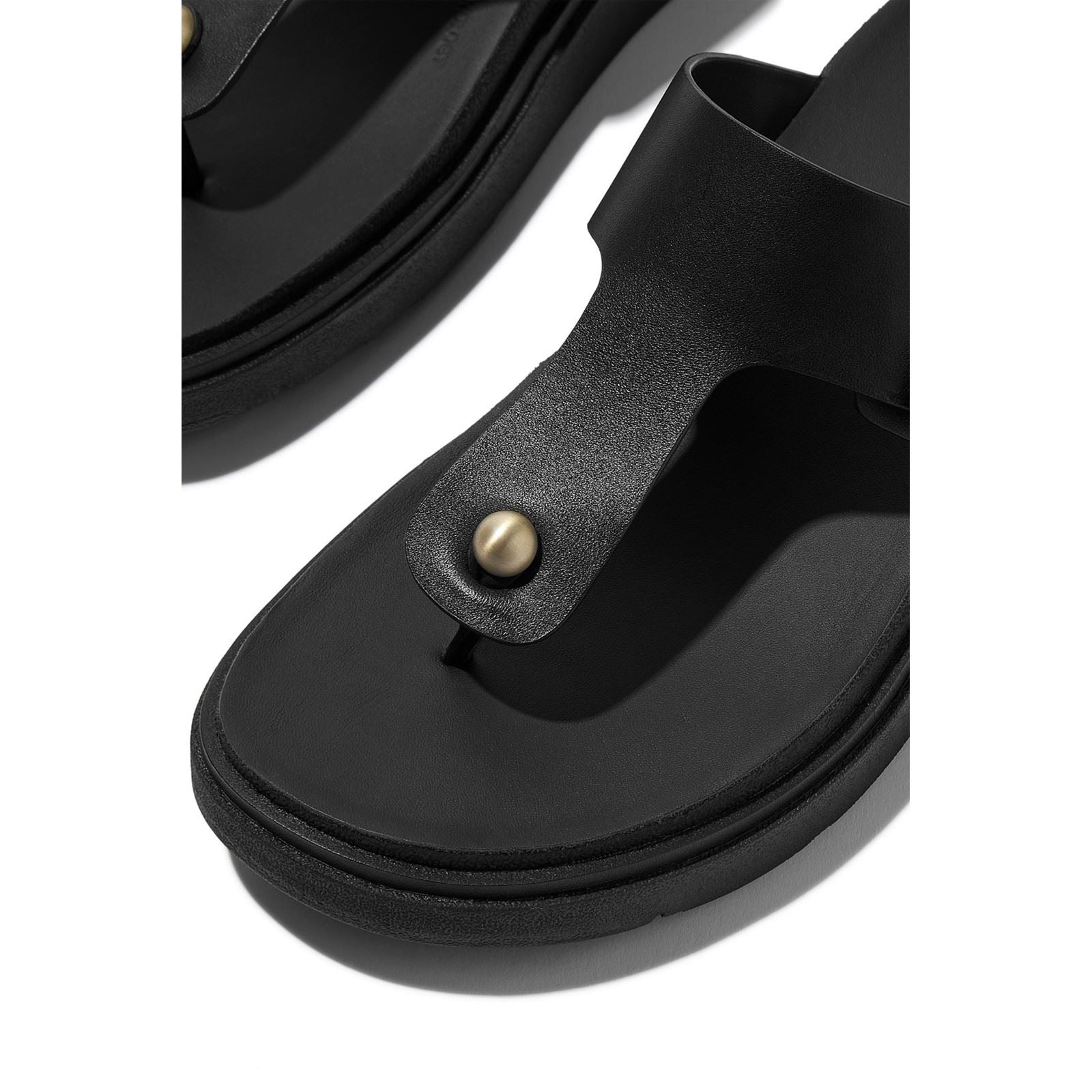Fitflop Gen-FF Toe-Post Leather Women's Black Sandals