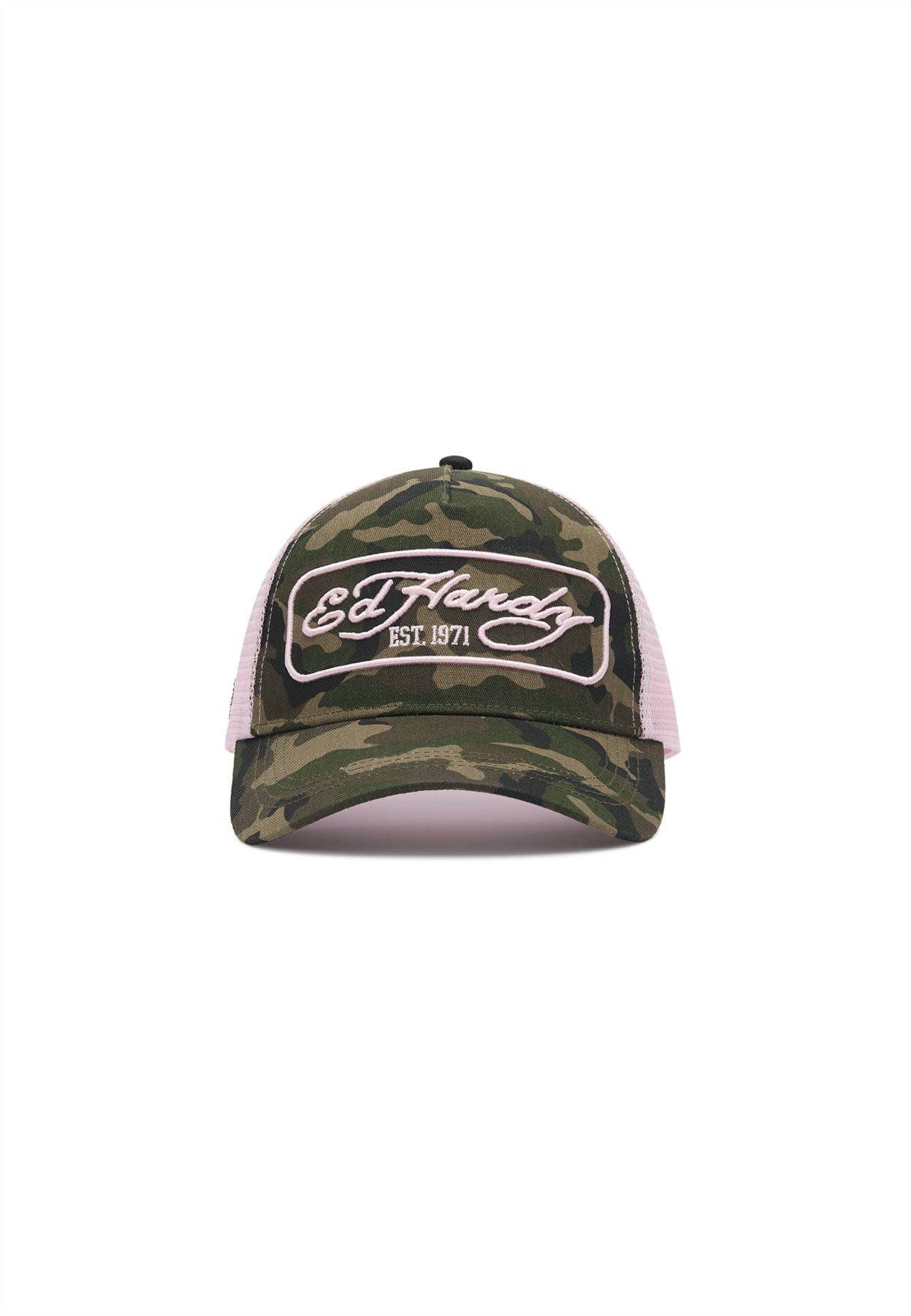Ed Hardy 1971 Camo 5 Panel Trucker Green Caps