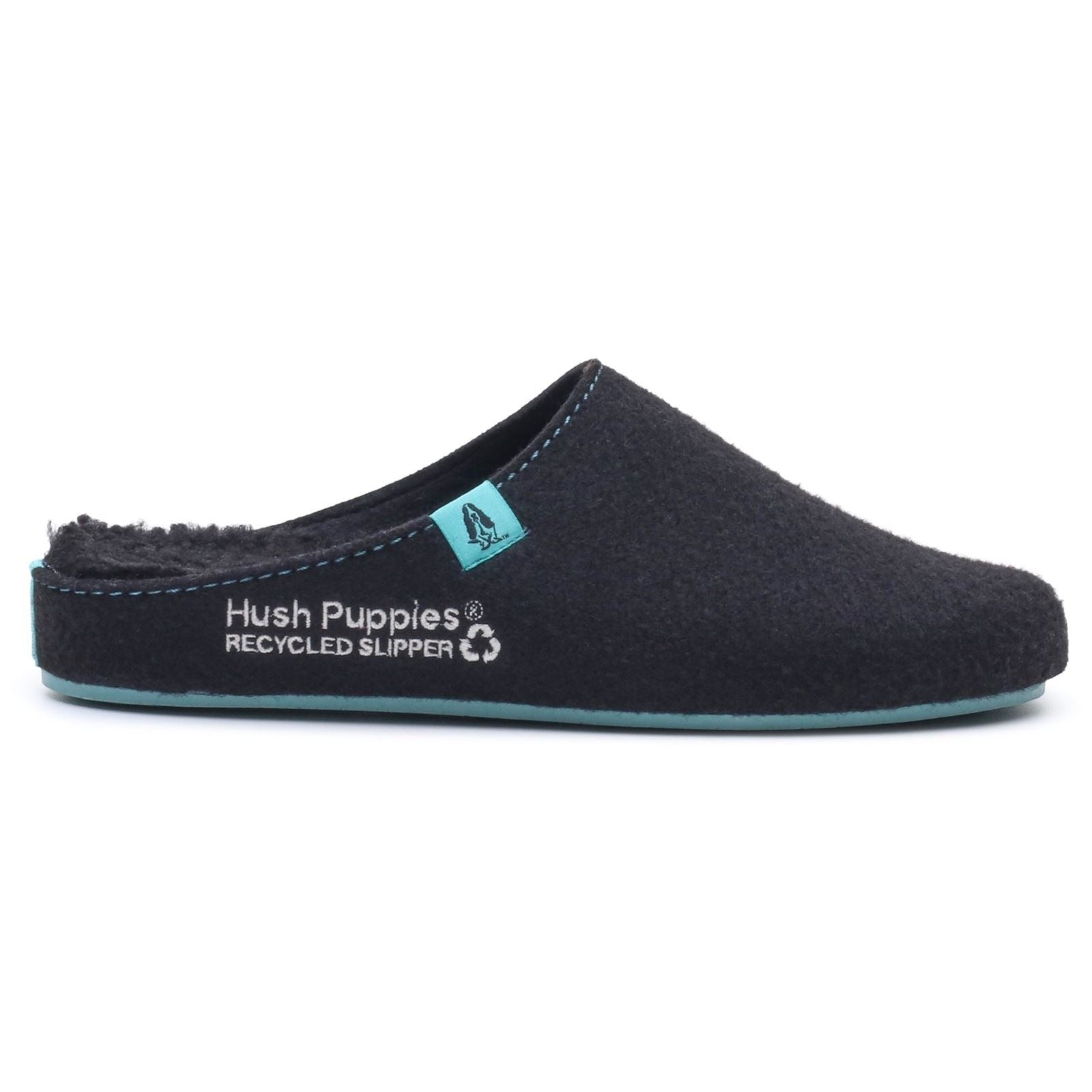Hush Puppies The Good Polyester Men's Black Turquoise Slippers