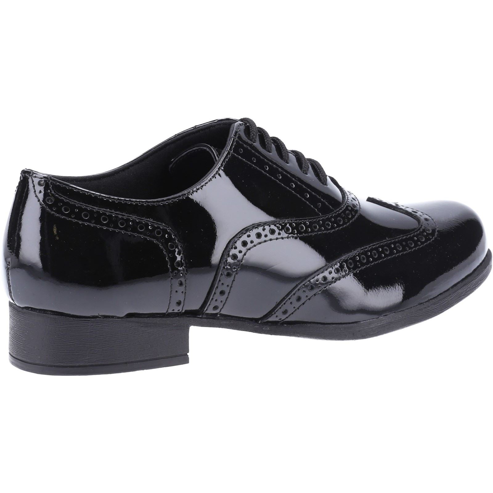 Hush Puppies Kada Junior Girls Black Patent Leather Brogues