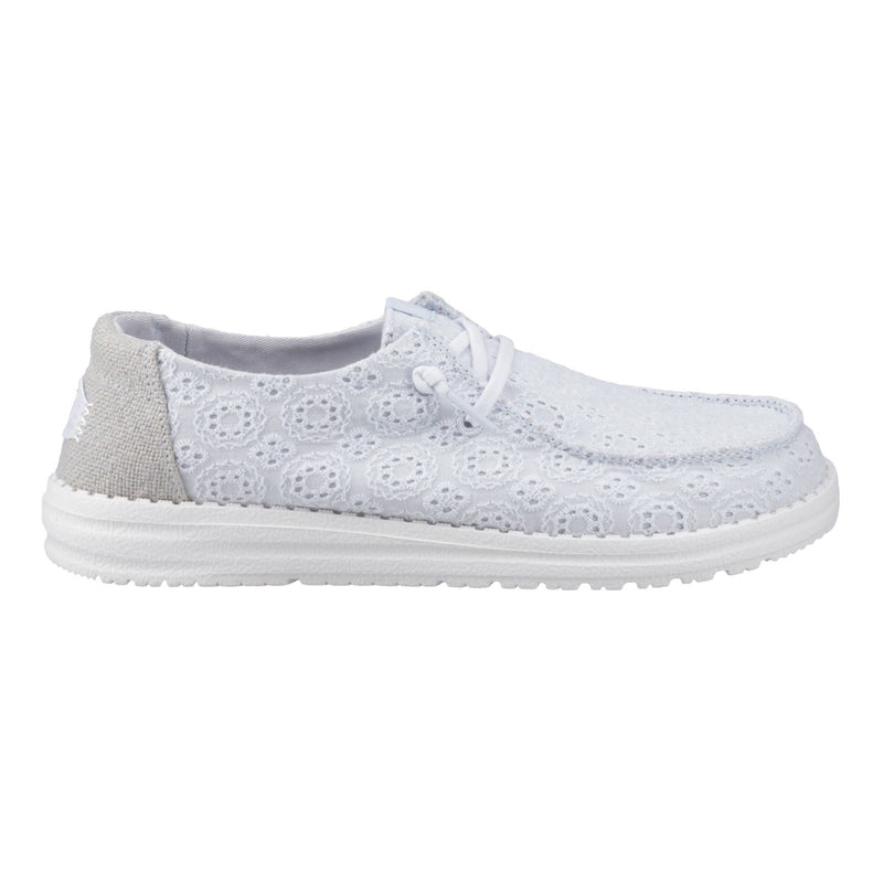 HEYDUDE Wendy Eyelet Lace Cotton Blend Women's Ancient Blue Moccasins Shoes