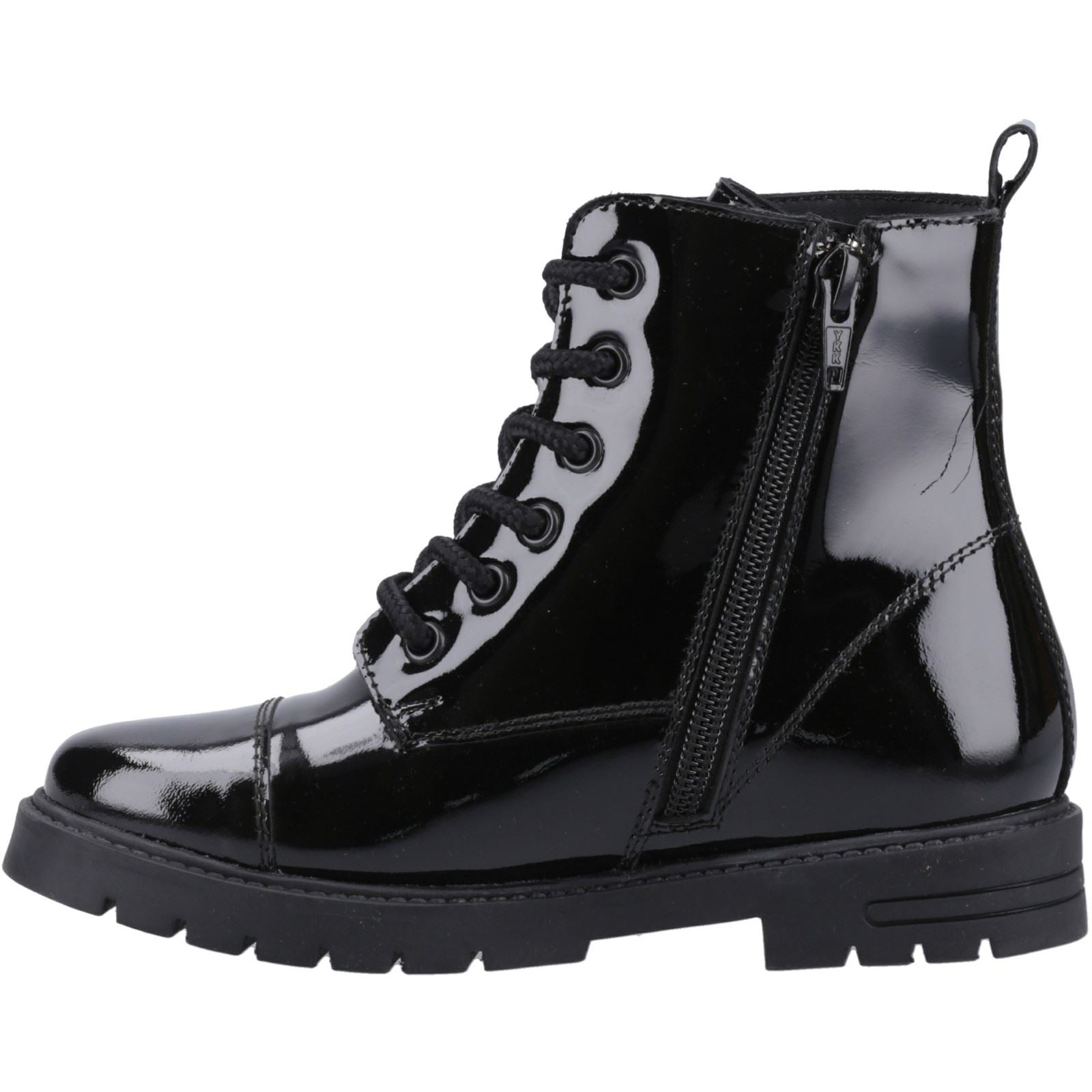 Hush Puppies Lauren Patent Junior Leather Girls's Black Boots