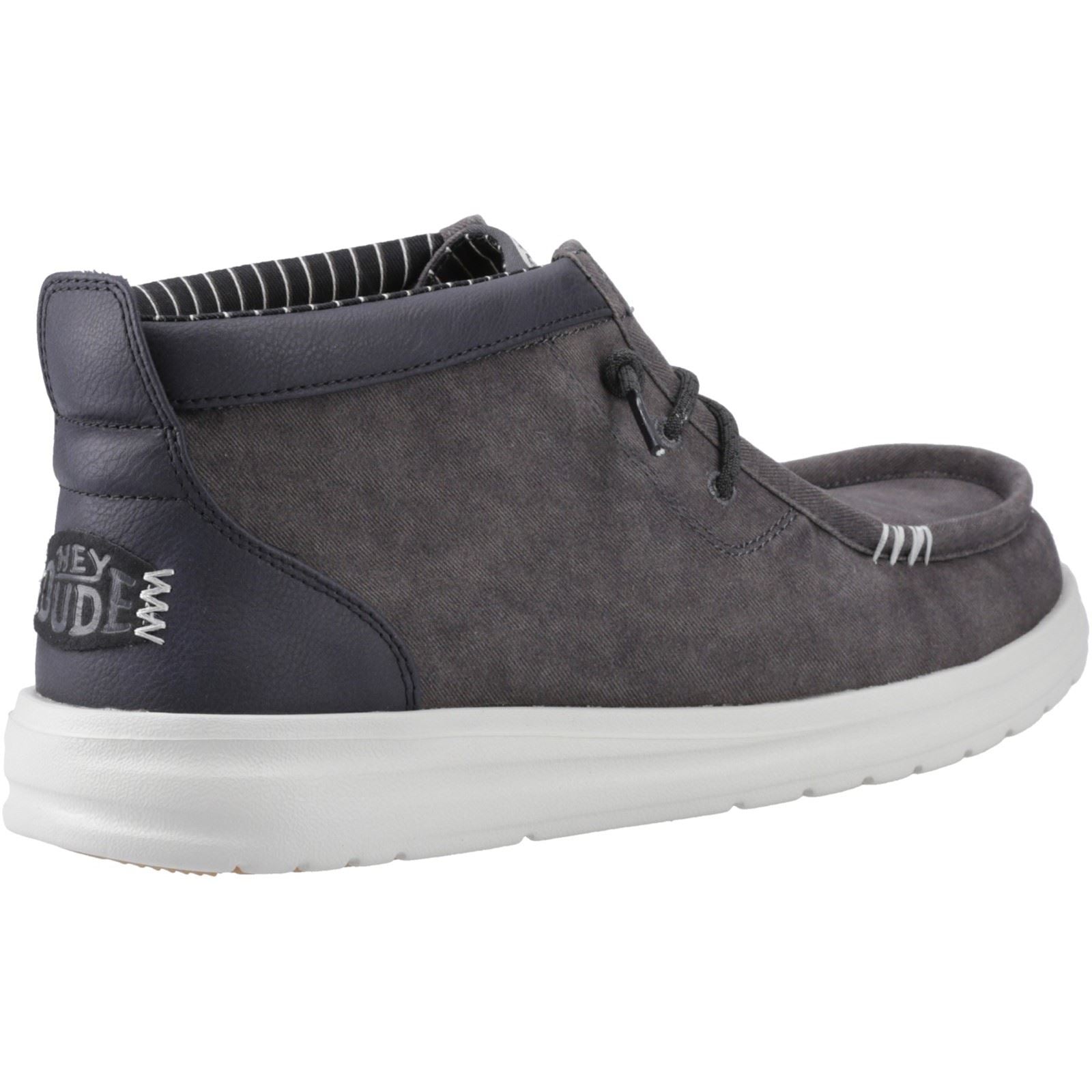 HEYDUDE Wally Mid GripR Cotton Men's Black Oyster/Black Ankle Boots