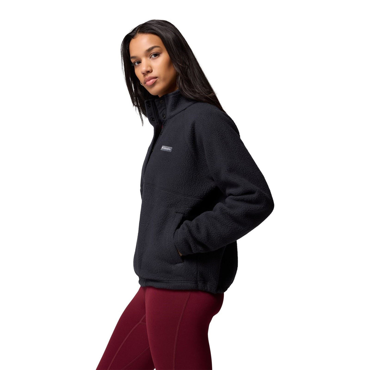 Columbia Jasper Ridge Pebbled Fleece Half Snap Polyester Women's Black Fleece Pullover