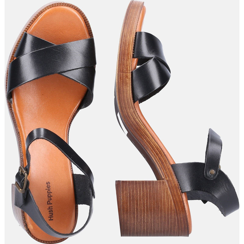 Hush Puppies Georgia Leather Women's Black Sandals