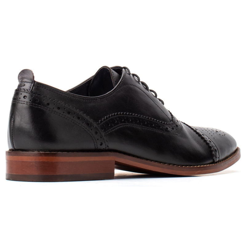 Base London Cast Waxy Leather Men's Black Brogues Shoes