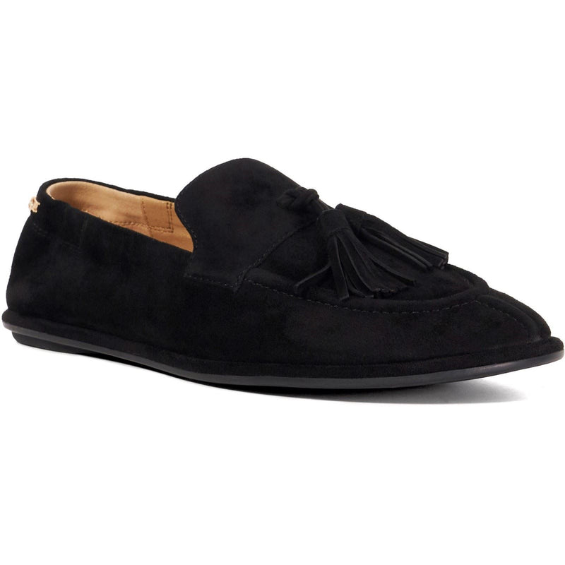 Dune Grounding Suede Women's Black Loafers
