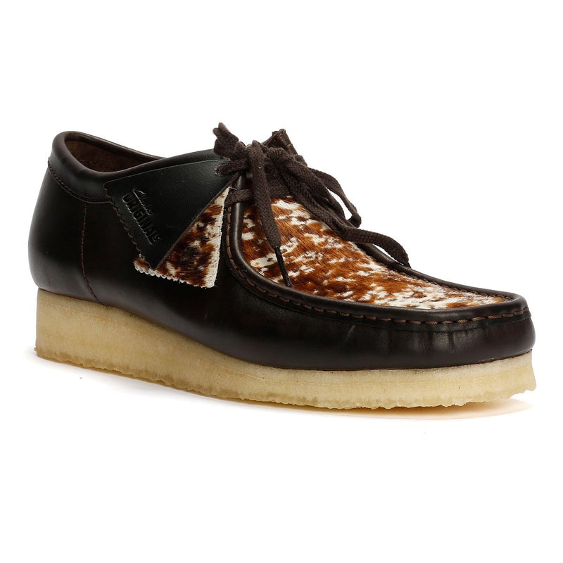 Clarks Originals Wallabee Cow Print Leather Men's Brown Shoes