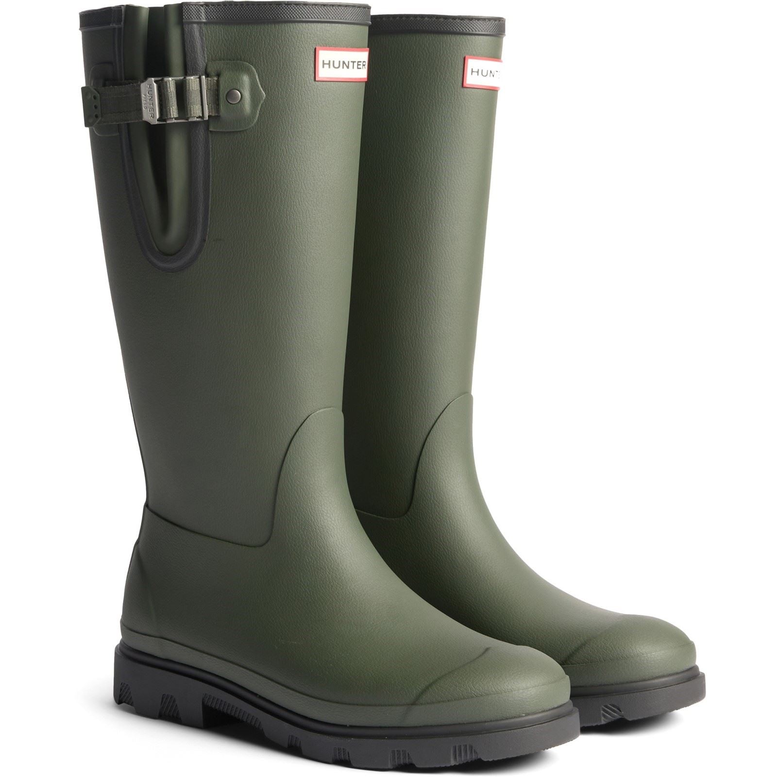 Hunter Field Downpour Adjustable Boot Rubber Men's Dark Olive/Black Wellington Boots