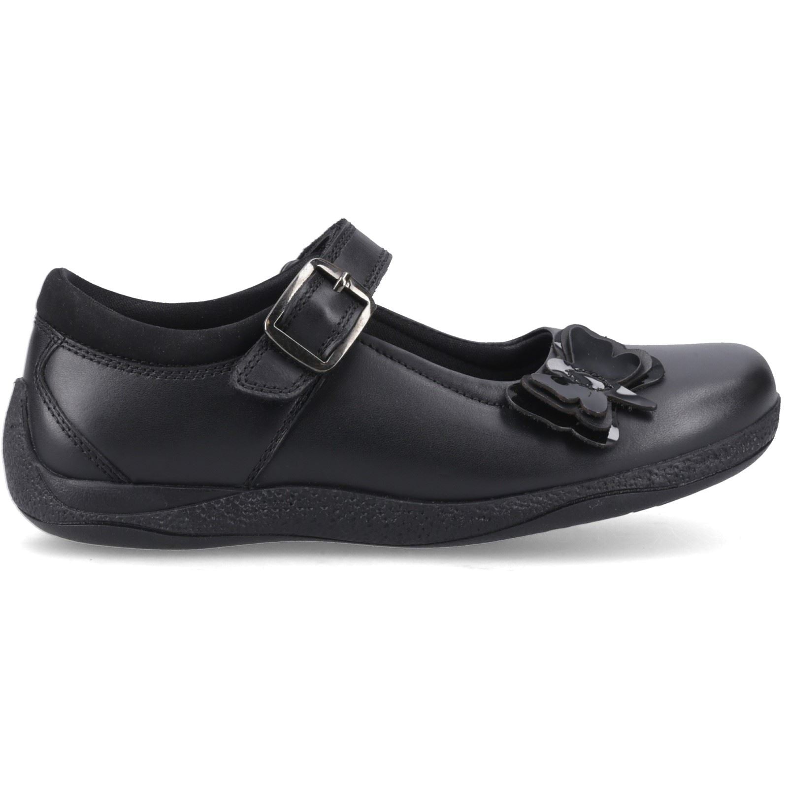 Hush Puppies Julie Ballerina Leather Girl's Black Shoes