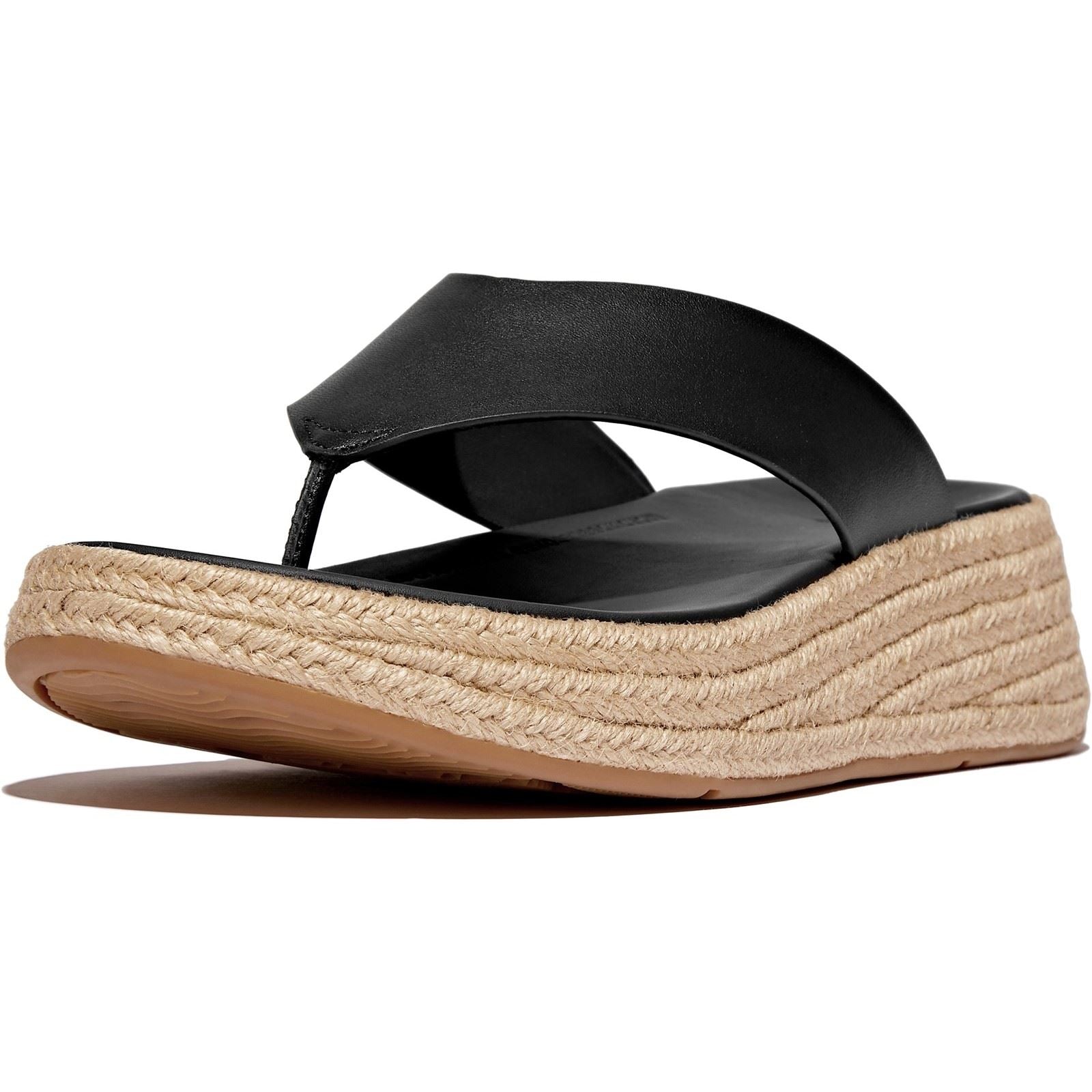 Fitflop F-Mode Toe Post Leather Women's Black Sandals