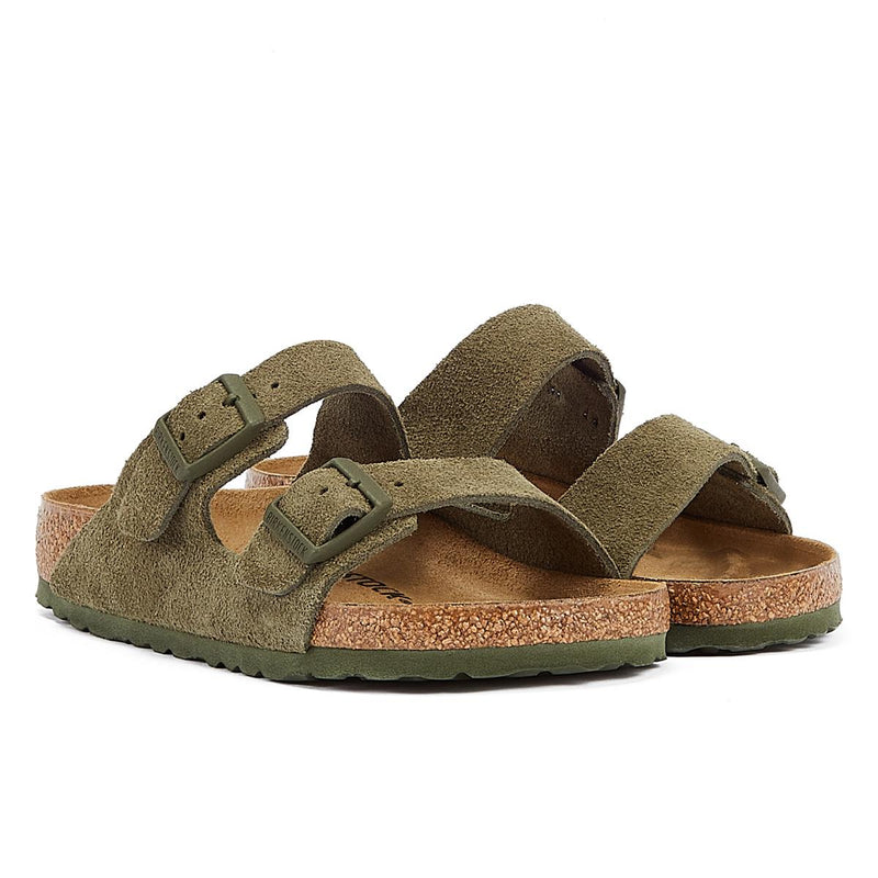 Birkenstock Arizona Suede Leather Thyme Khaki Sandals – Tower