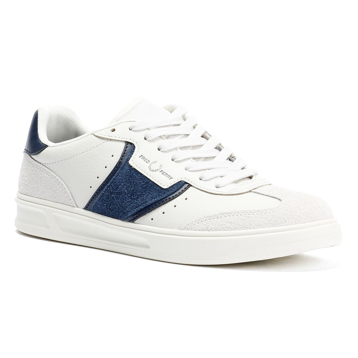 Fred Perry B4 Textured Leather/Suede Men's Porcelain/Blue Sneakers