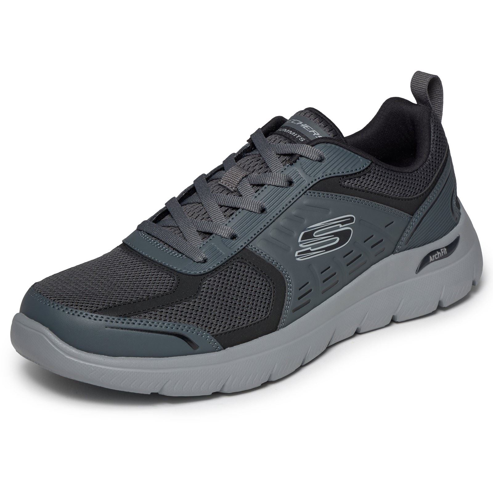 Skechers Arch Fit Summits Leege Leather Men's Charcoal Leather/Mesh/BLK Trim Trainers