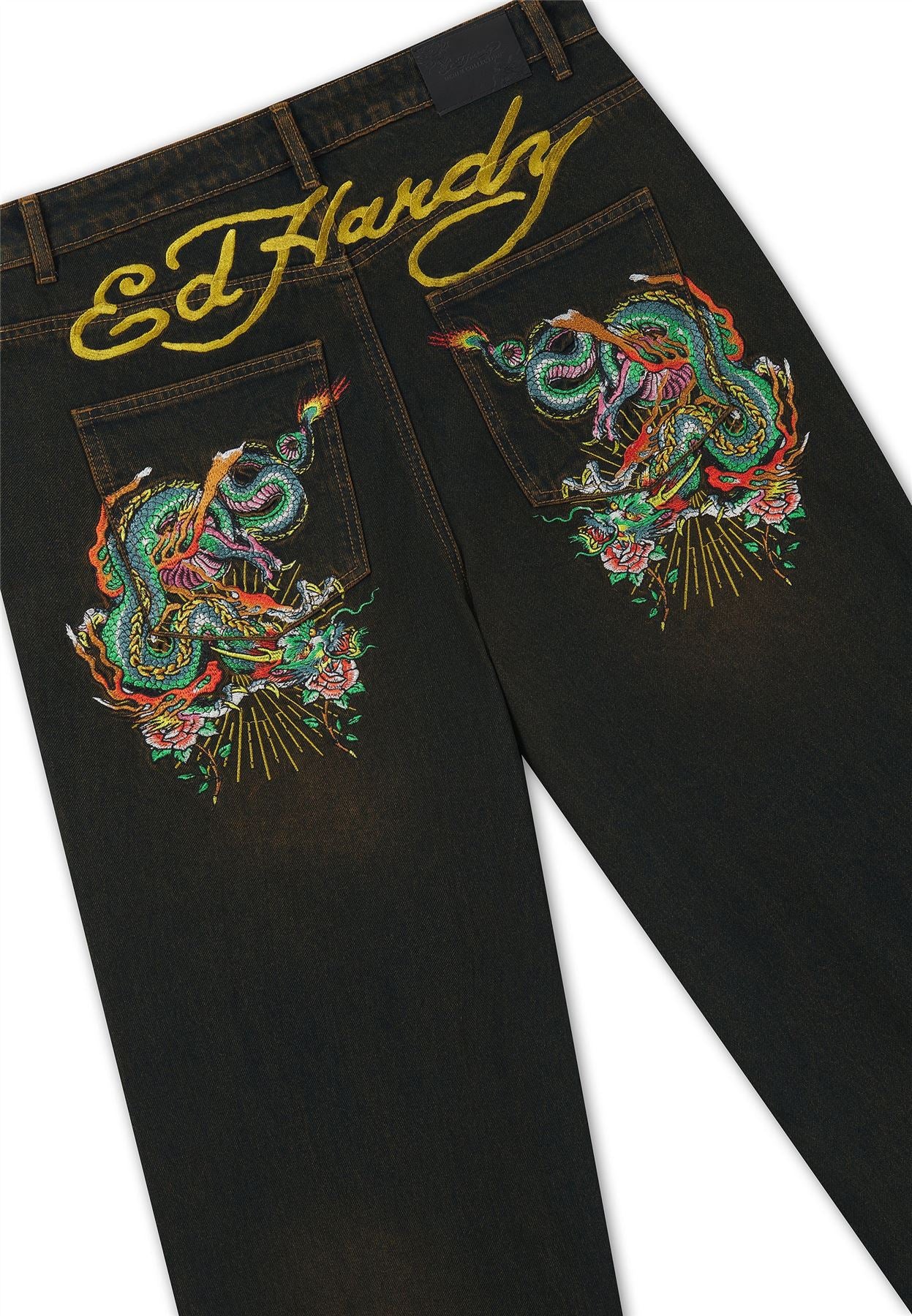 Ed Hardy Slithering Dragon XXTRA Men's Sandy Black Jeans