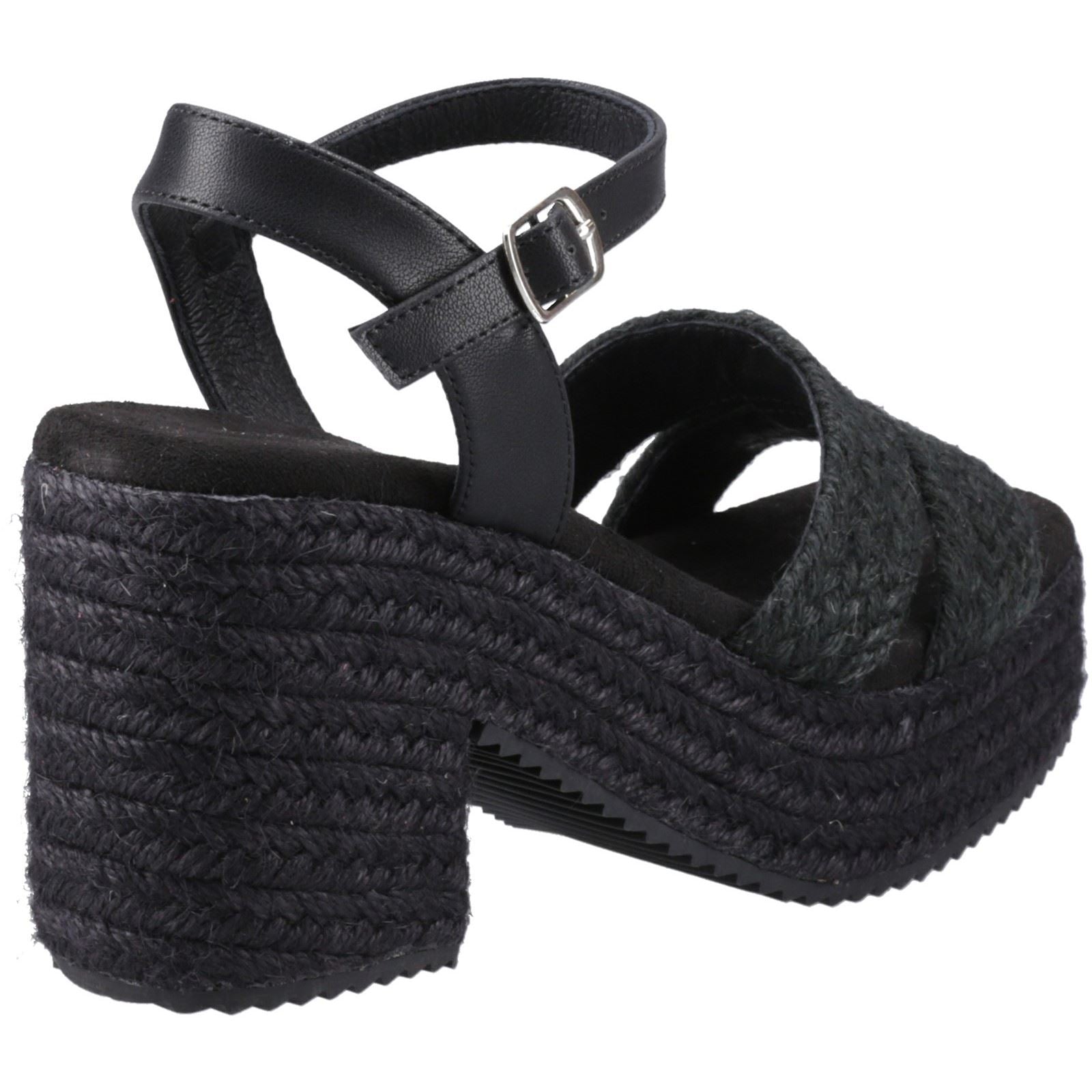 Hush Puppies Jamelia Espadrille Heel Textile Women's Black Heels