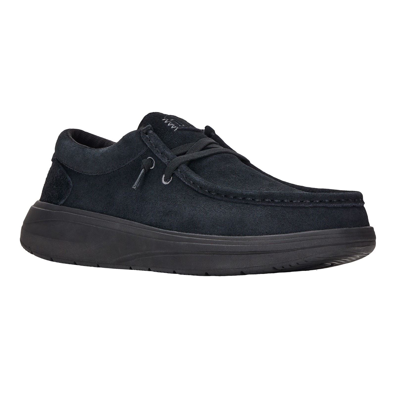 HEYDUDE Wally X Suede Men's Black Boat Shoes