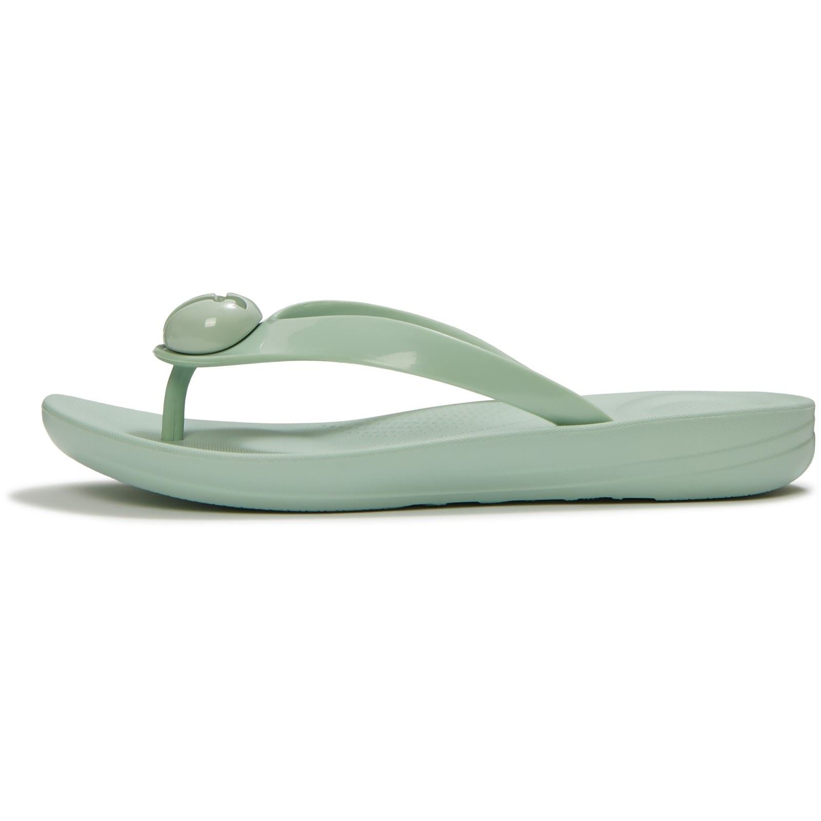 Fitflop iQushion Glossy-Button Polyurethane Women's Mint Whisper Flip Flops