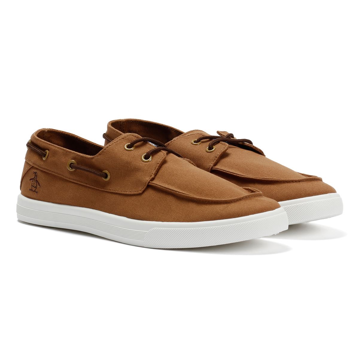 Penguin Sailor Canvas Men's Tan Lace-Up Shoes