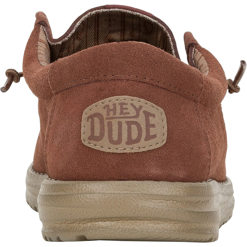 HEYDUDE Wally Suede Suede Men's Dark Brown Boat Shoes