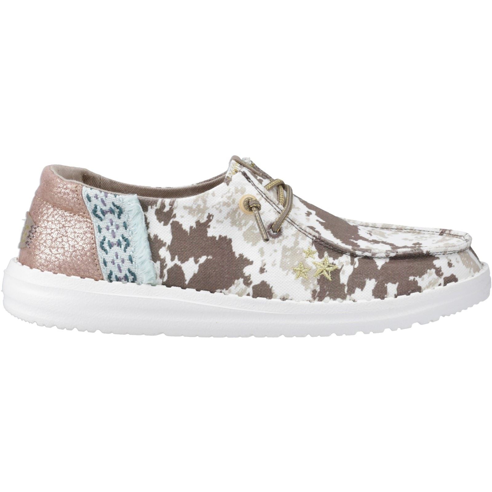 HEYDUDE Wendy Disco Cow Cotton Women's Tan Shoes