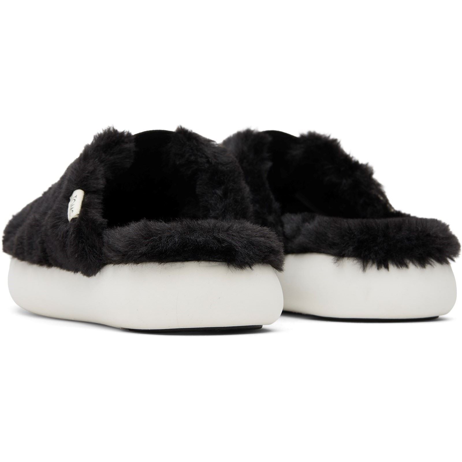 TOMS Alpargata Mallow Polyester Faux Fux Women's Black Faux Fur Mules