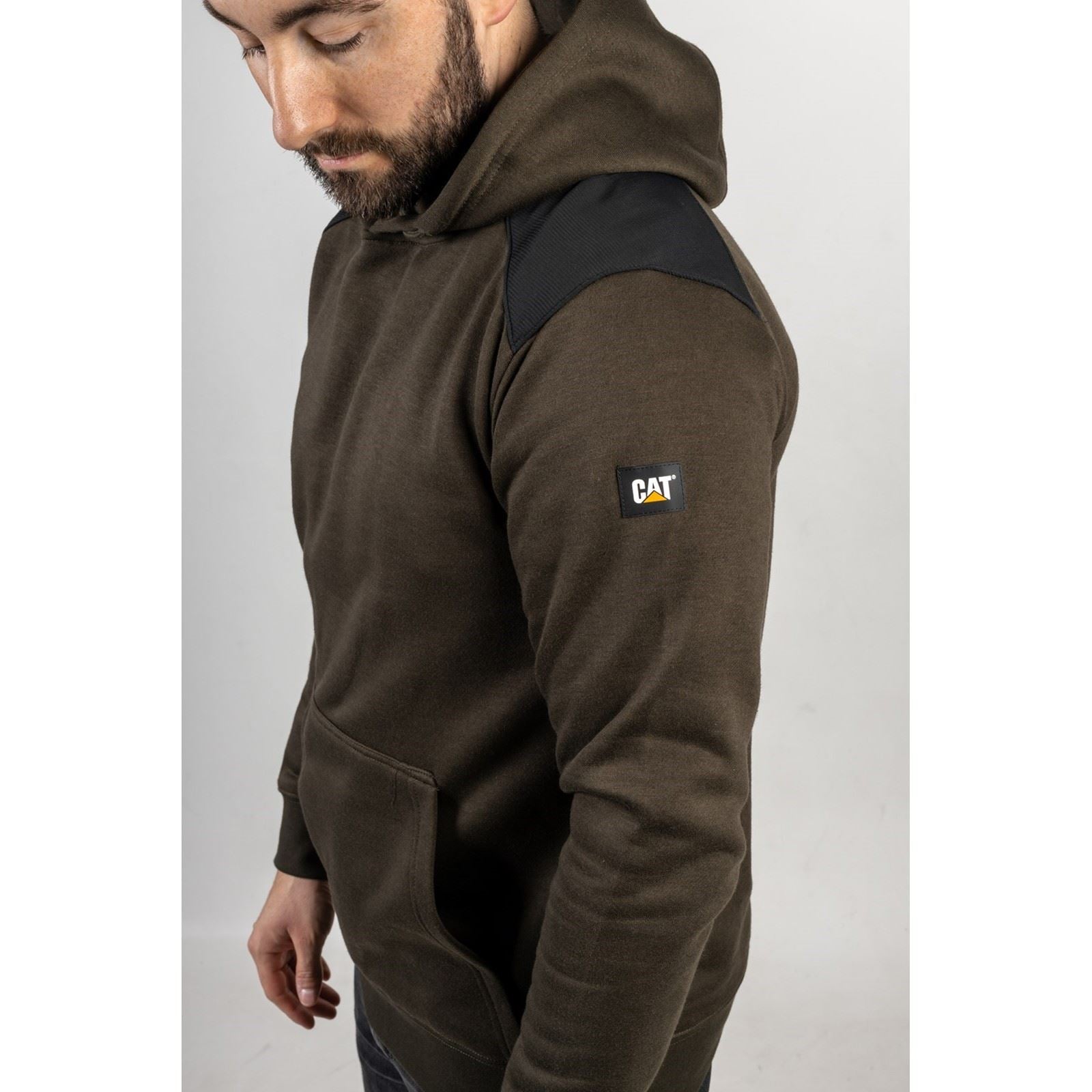 Caterpillar Essentials Synthetic Men's Moss Hooded Sweatshirt