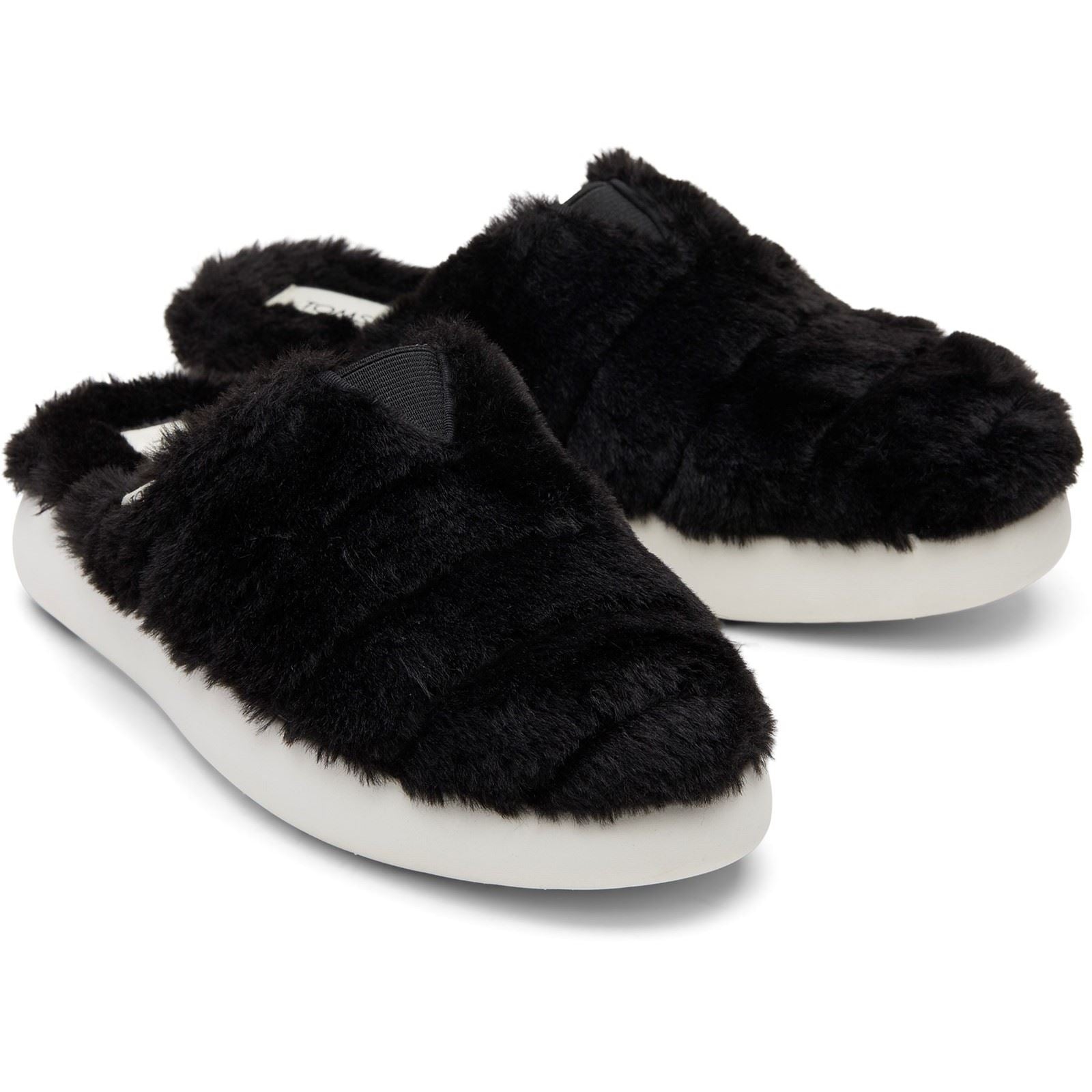 TOMS Alpargata Mallow Polyester Faux Fux Women's Black Faux Fur Mules