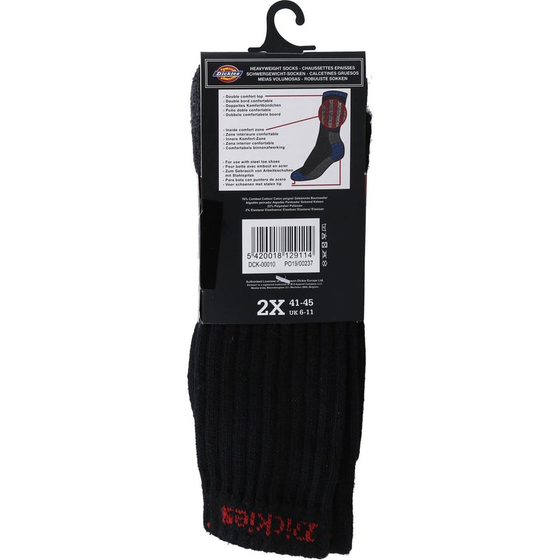 Dickies Industrial Cotton Unisex Adults Black Work Socks