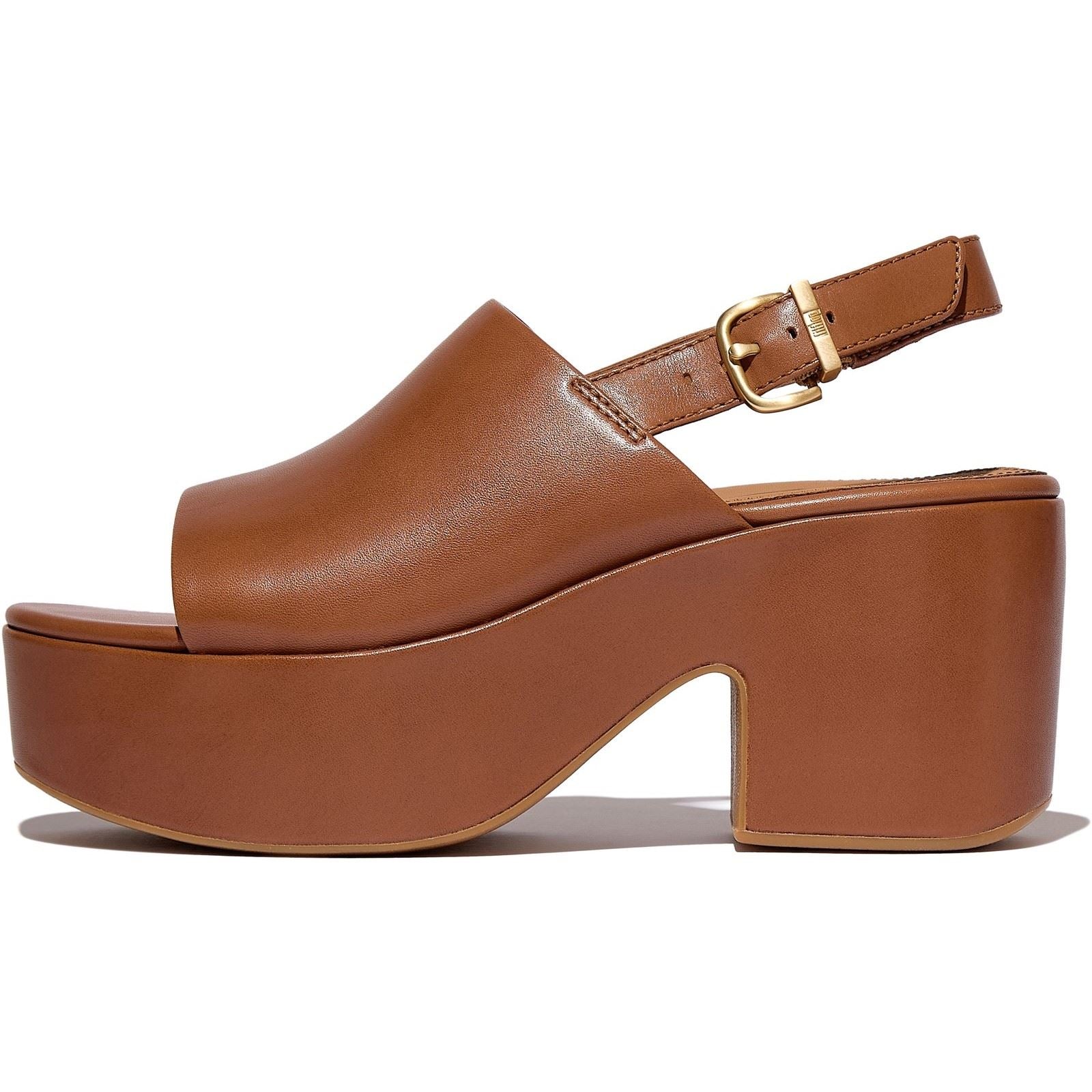 Fitflop Platfforms Heeled Backstrap Leather Women's Deep Tan Sandals