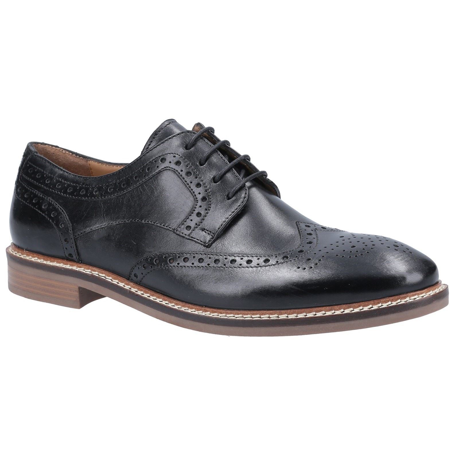 Hush Puppies Bryson Leather Men's Black Brogues Shoes