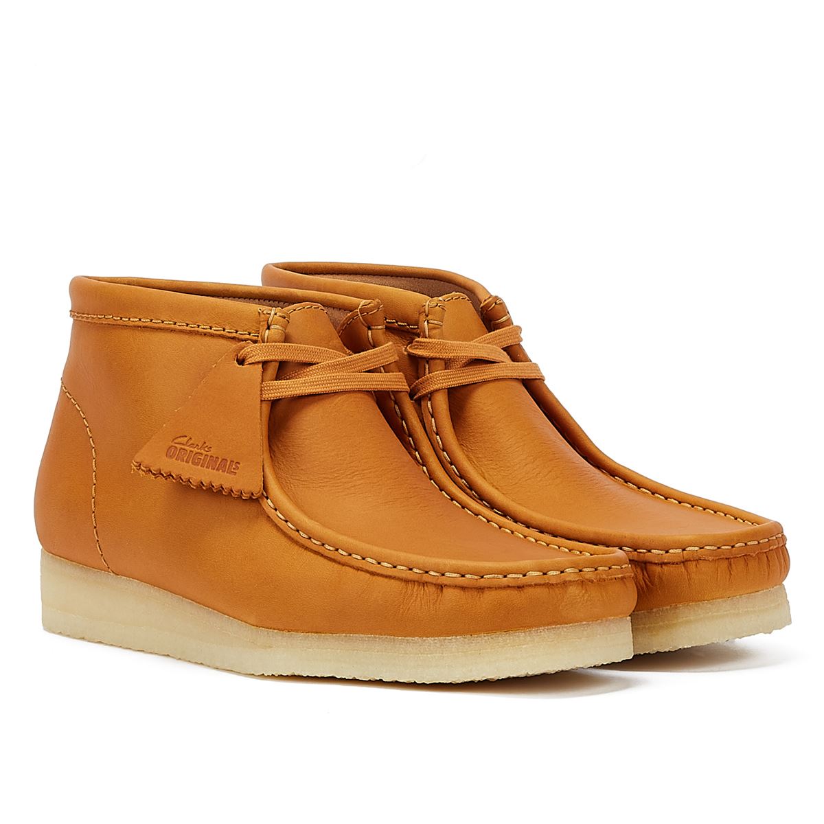 Clarks Originals Wallabee Mid Tan Leather Men's Orange Boots