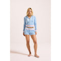 Juicy Couture Velour Stripe Booty Short Polyester Women's Blue Mid-Length Shorts