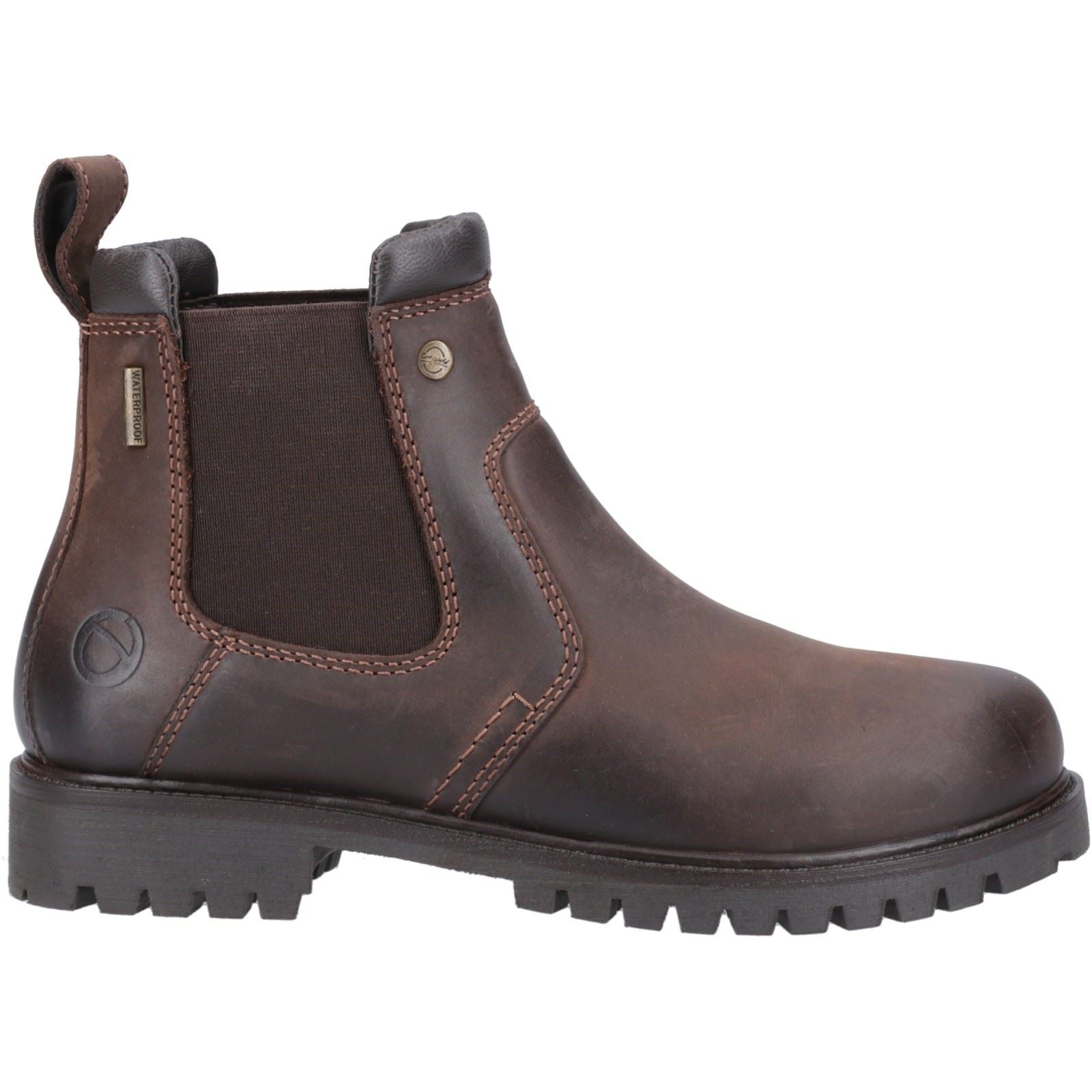 Cotswold Pamington Leather Women's Brown Flat Chelsea Boots