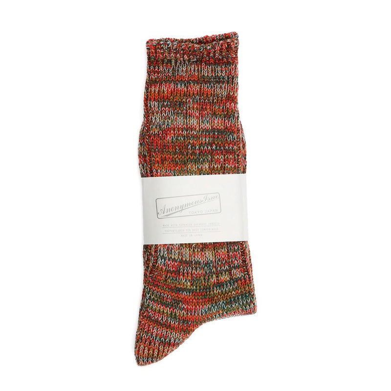 Anonymous Ism 5 Colour Mix Crew Cotton Men's Red Calf High Socks