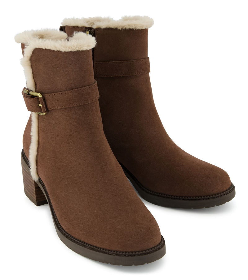 TOMS Hailey Buckle Suede Women's Dark Brown Boots