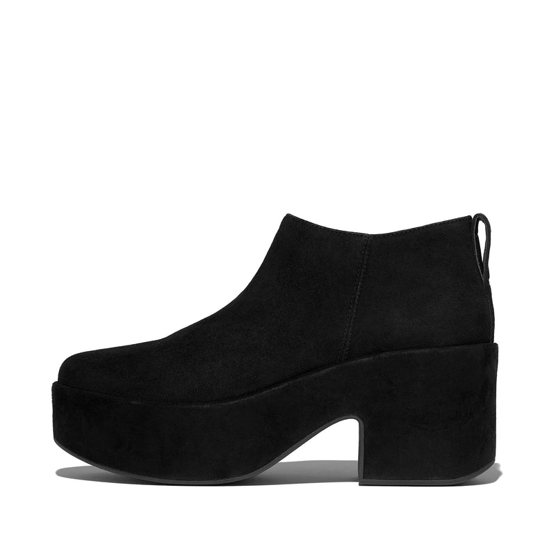 FitFlop Platfforms Heeled Short Suede Women's Black Boots
