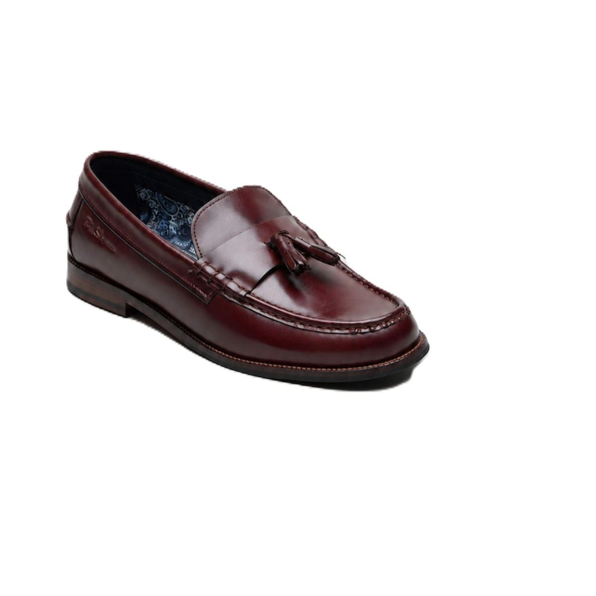 Ben Sherman Sid Brush Off Leather Men's Burgundy Tassel Loafers