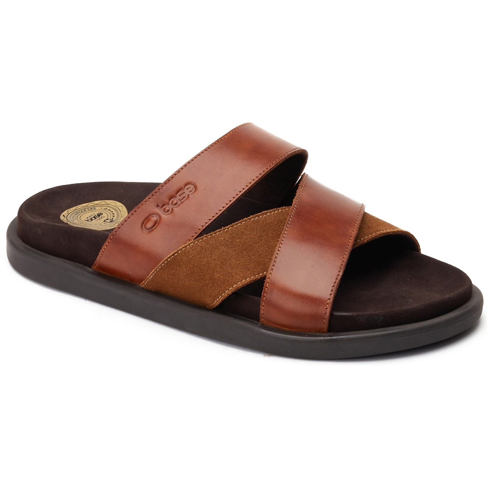 Base London Ponza Leather Men's Dark Tan Sandals