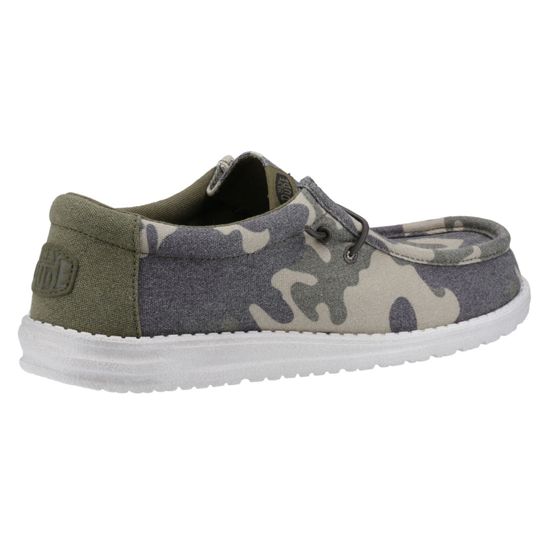 HEYDUDE Wally Washed Camo Polyester Men's Camo Boat Shoes