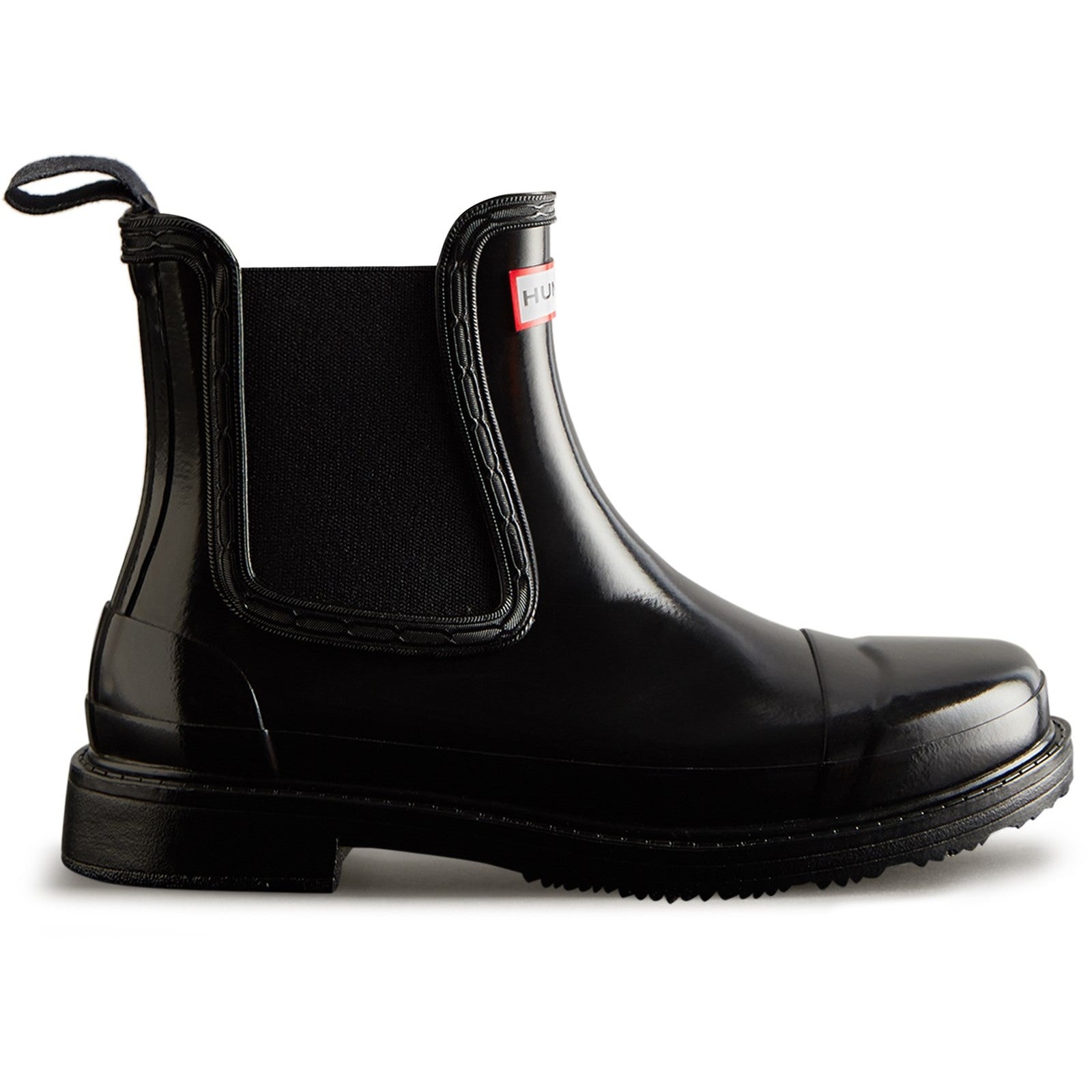 Hunter Womens Gloss Black WFS1018RGL-BLK Commando  Chelsea Boots