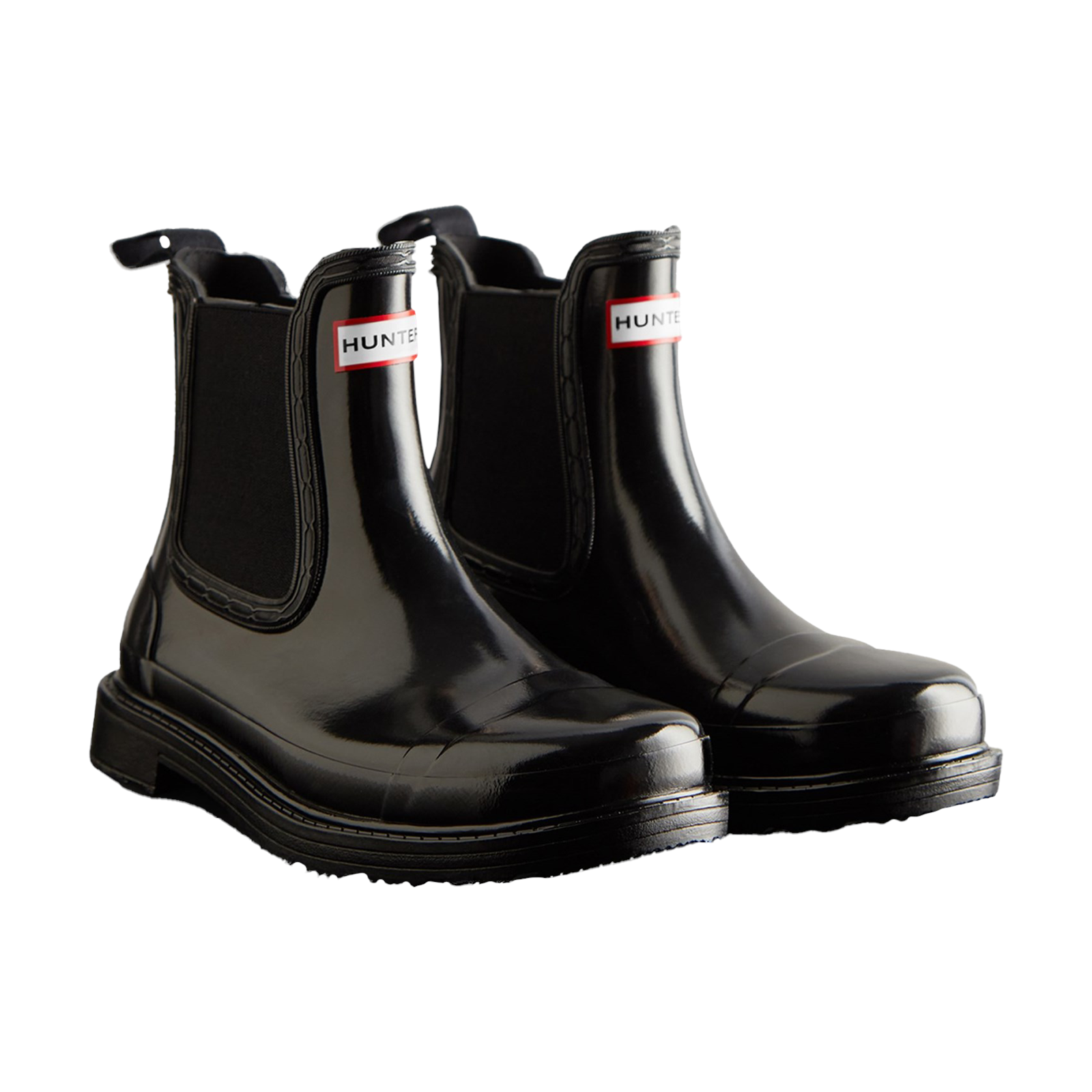 Hunter Womens Gloss Black WFS1018RGL-BLK Commando  Chelsea Boots