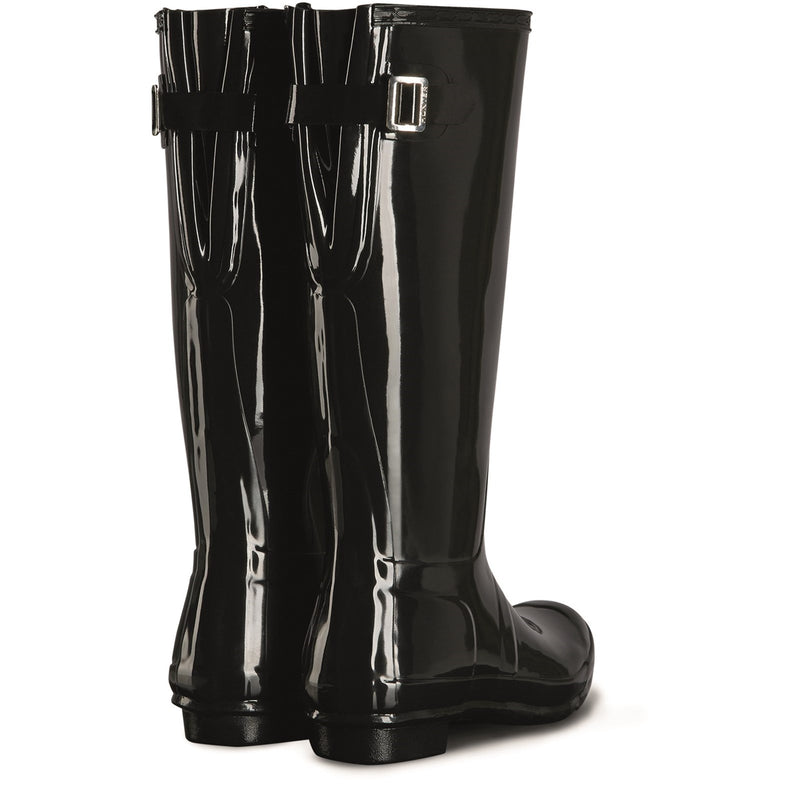 Hunter WFT1001RGL-BLK Tall Back Adjustable Gloss Wellington Boots Female Black