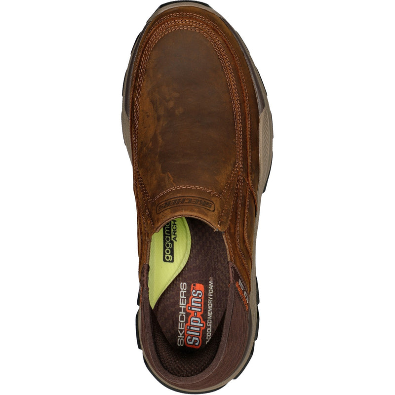 Skechers Mens Respected Elgin 204810-CDB Dark Brown Slip On Shoe