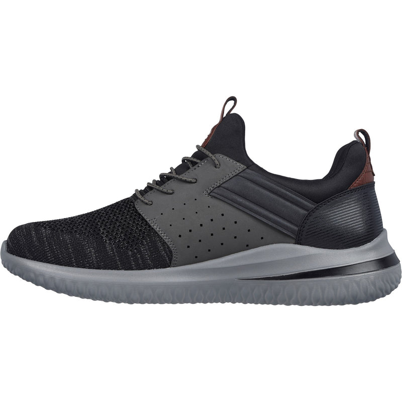 Skechers Mens Delson 3.0 - Cicada Wide 210238W-BKGY Black/Grey Slip On Shoe