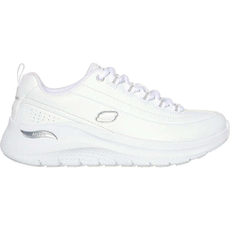 Skechers Womens Arch Fit 2.0 - Star Bound 150061-WSL White/Silver Lace Up Shoe