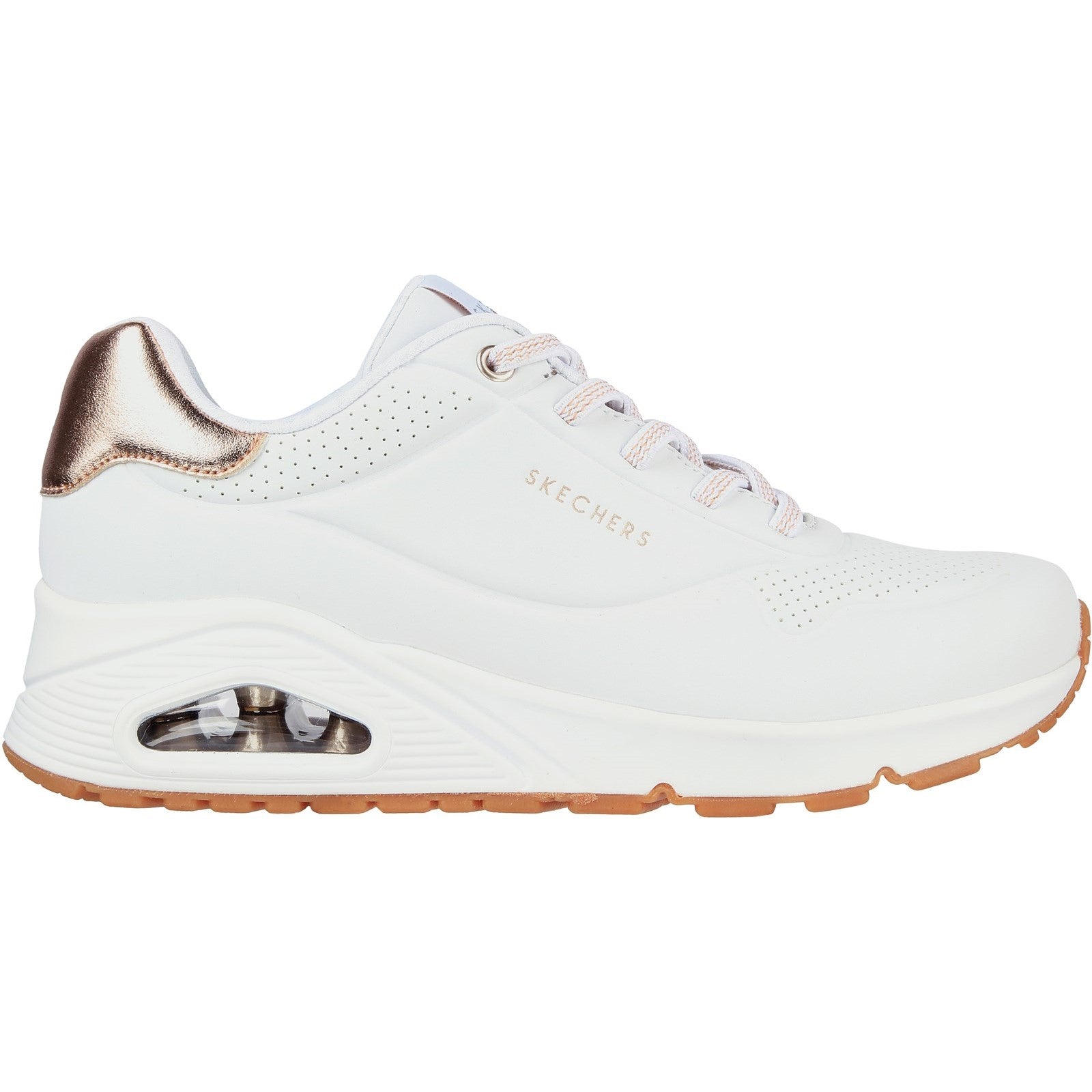 Skechers Womens Uno - Shimmer Away 155196-WHT White Lace Up Shoe