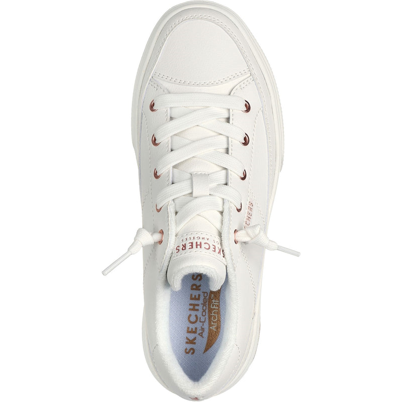 Skechers Womens Arch Fit Arcade On My Way 177189-WHT White Lace Up Shoe