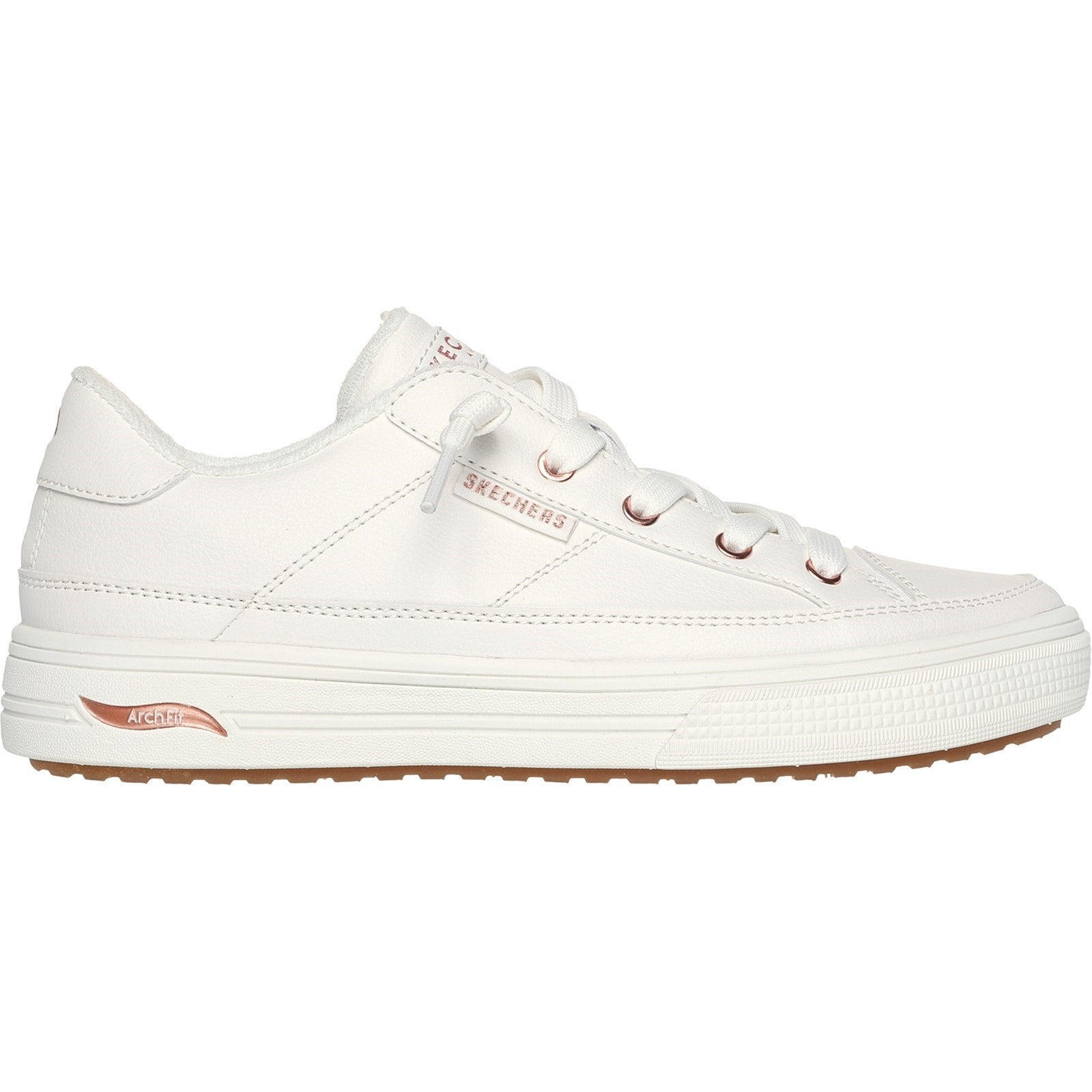 Skechers Womens Arch Fit Arcade On My Way 177189-WHT White Lace Up Shoe